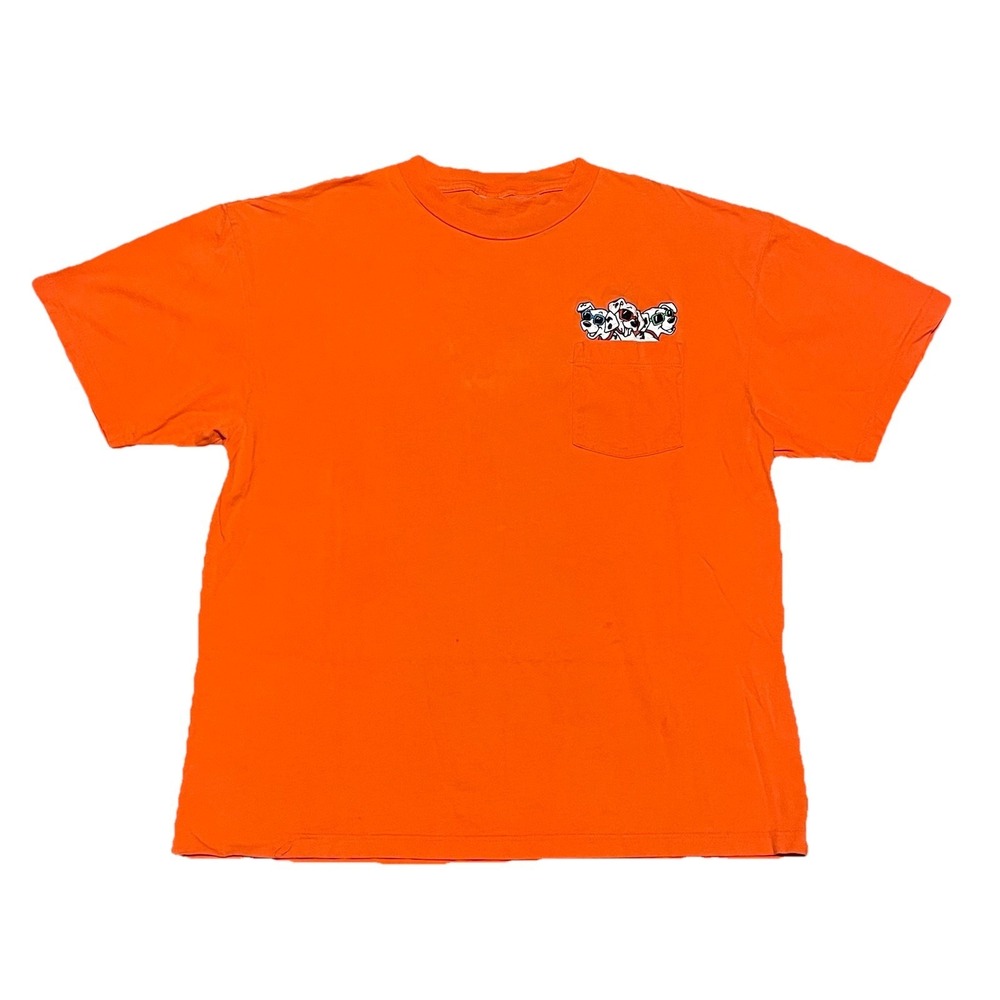 Vintage 90s 101 Dalmatians Disney Store Pocket Tee T-shirt Orange XL Sunglasses
